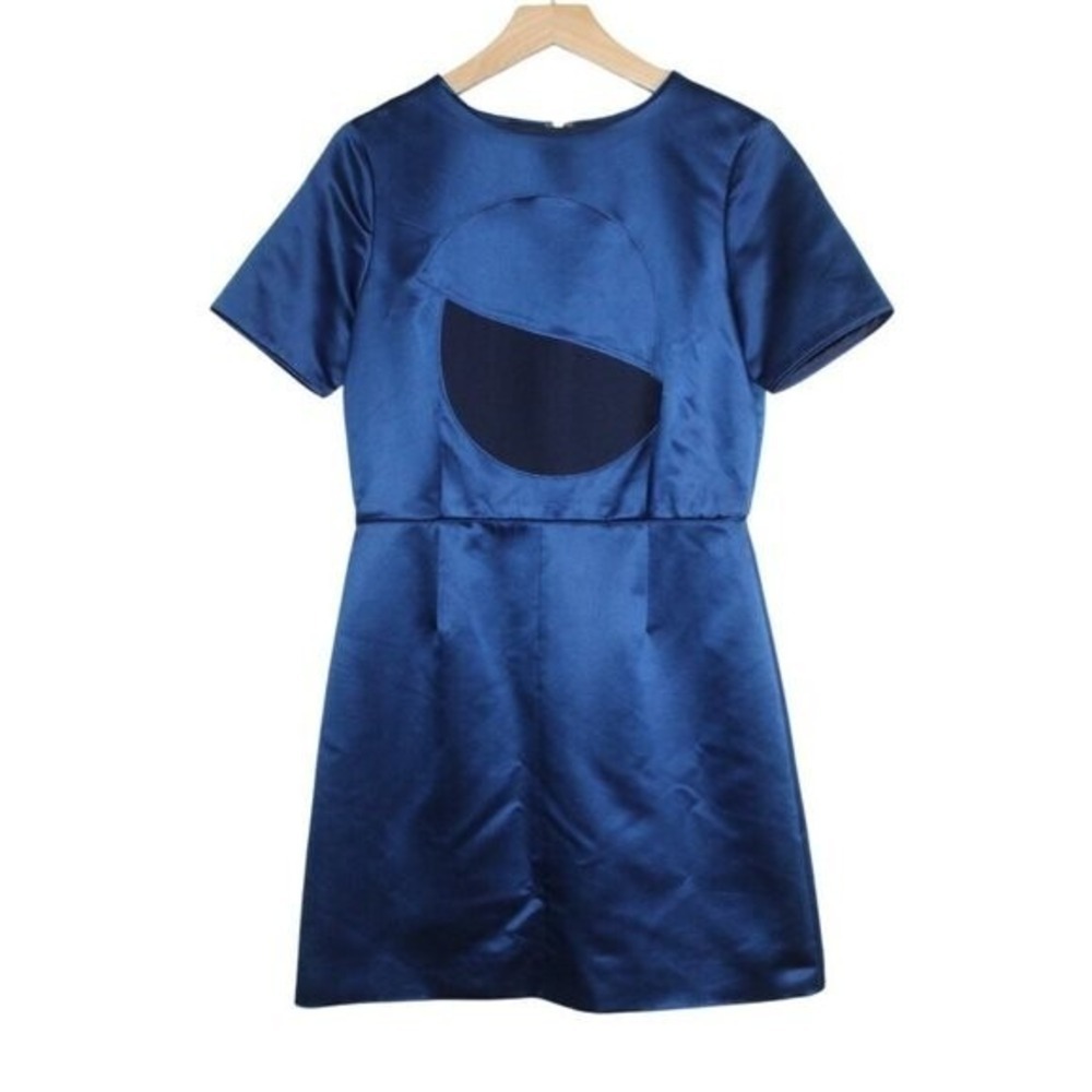 Marc by Marc Jacobs women's mini dress size 6 blue satin silk wool disco chic - Picture 3 of 12
